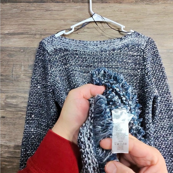 Ann Taylor Textured Navy and White Sweater - Picture 7 of 9